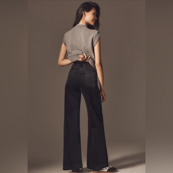 NWT Anthropologie The Colette Maeve Corduroy Wide-Leg Pants in Black 30 Tall - Picture 4 of 11